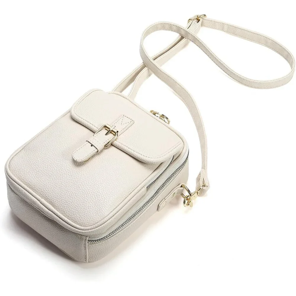 Small Vegan Leather Crossbody Bag for Women Compact Wallet Purse